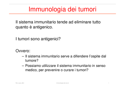 immunologia dei tumori